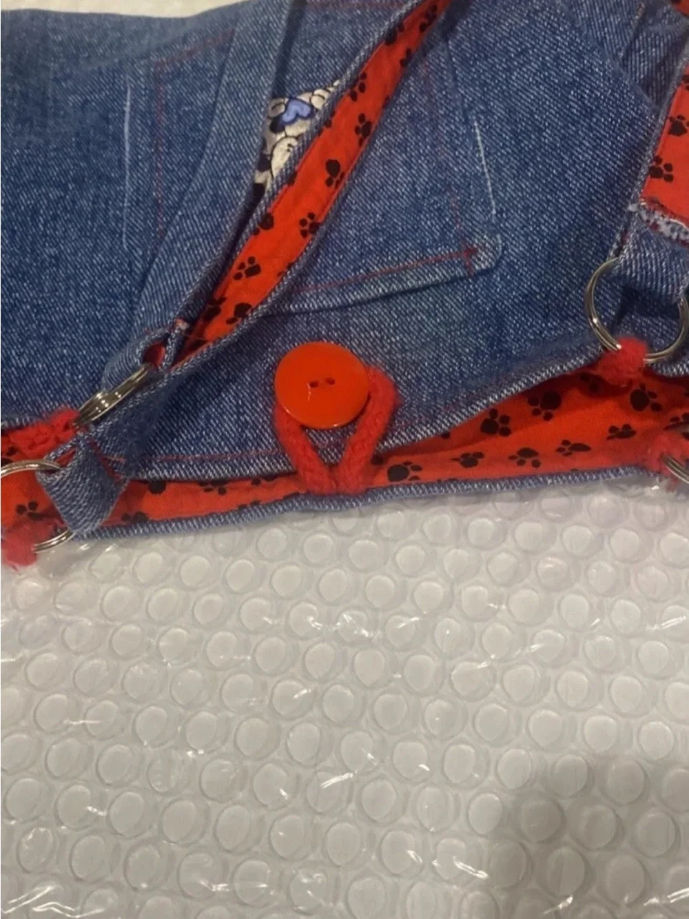Kids Denim Tote Bag with Puppy Appliqué - Blue